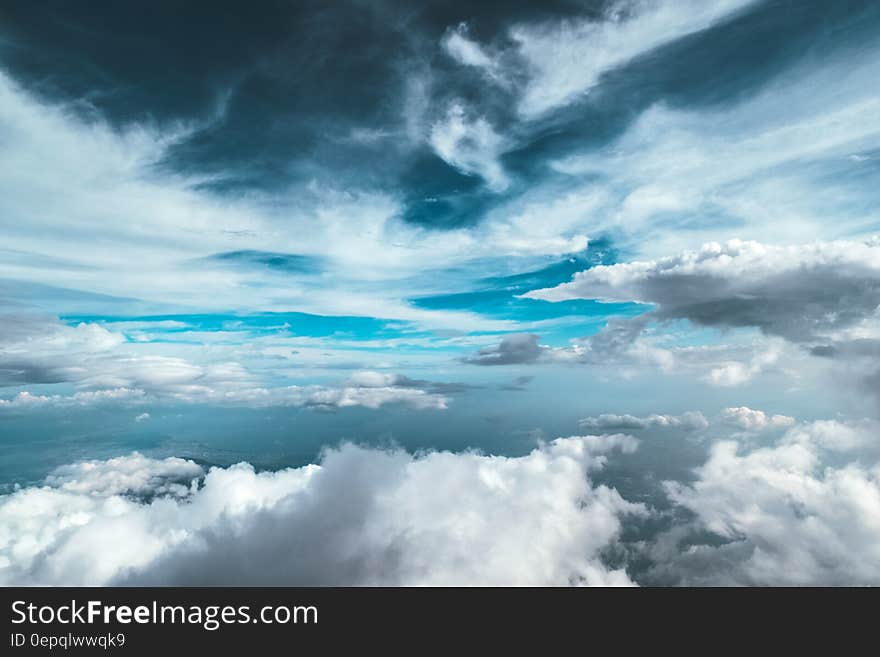 Cloudy Sky With Cirrus on Top and Cumulus Below It