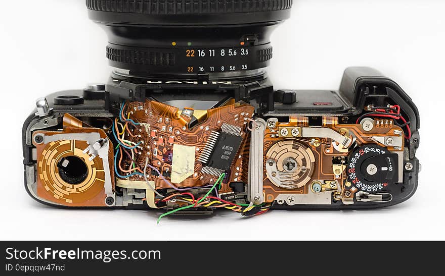 Black Dslr Camera Showing Its Circuit Board