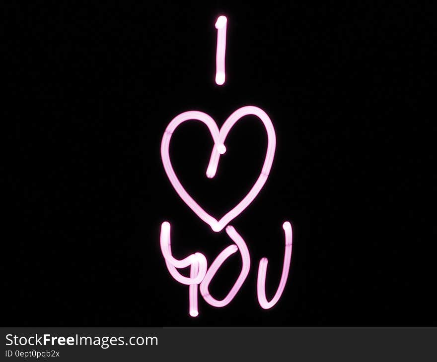 Black and Pink I Heart You Text