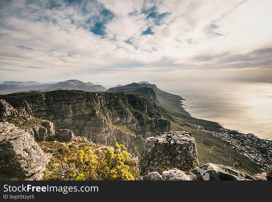 A view of steep seacoast in South Africa.