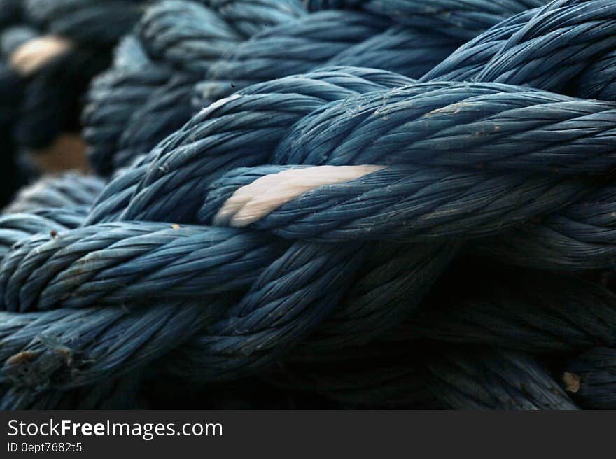 A close up of blue rope.