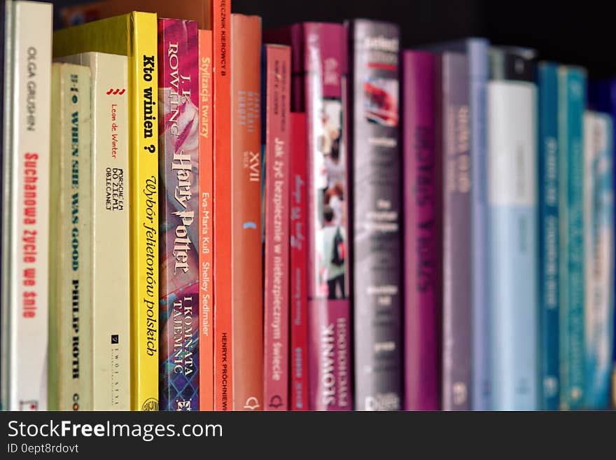 Colorful books on shelf