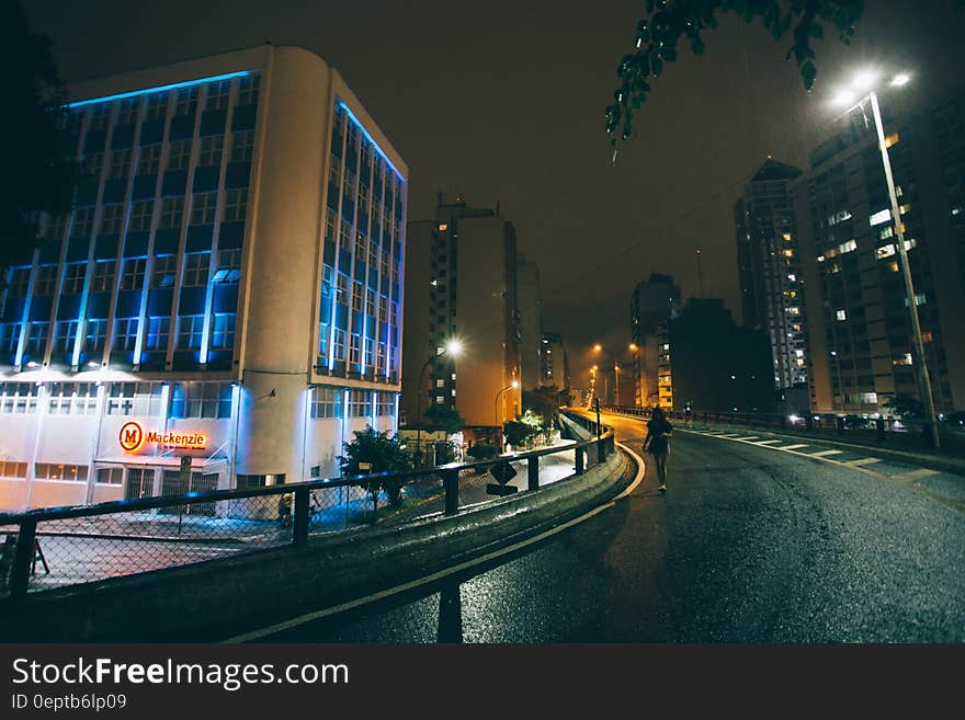 Night Street With Buildings