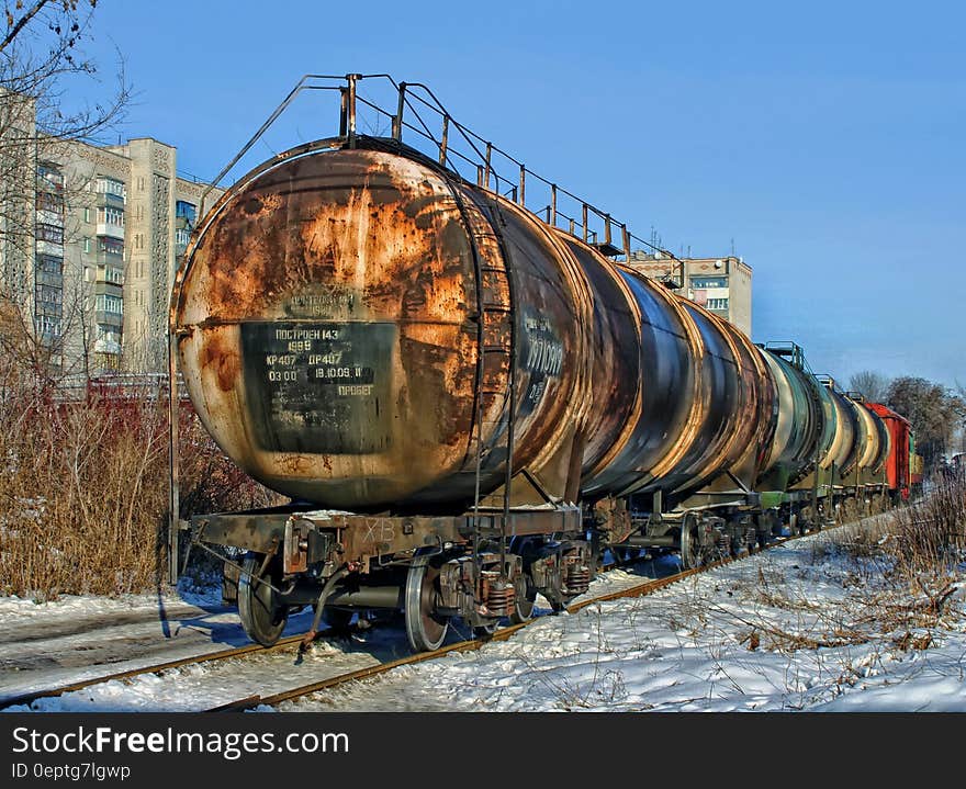 Black Brown and White Container Train