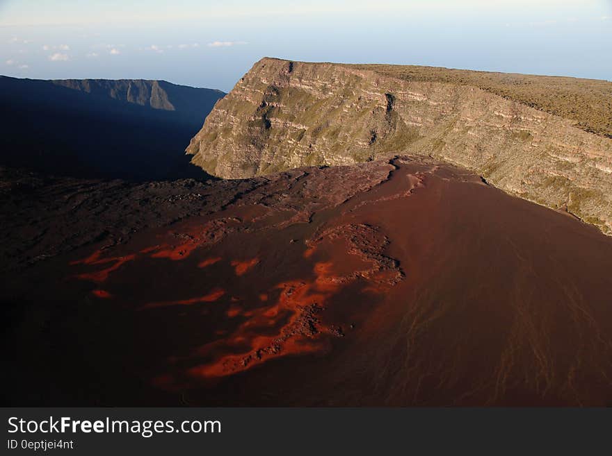 Lava Near Rock Formation Mountain