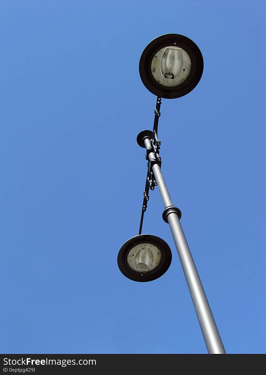 Black and Silver Street Lamp Post