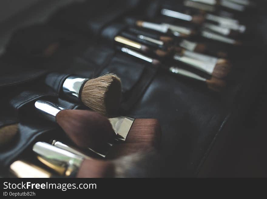 A bunch of make-up brushes