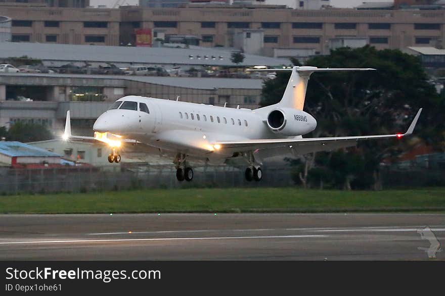 An airplane taking off from the runway.