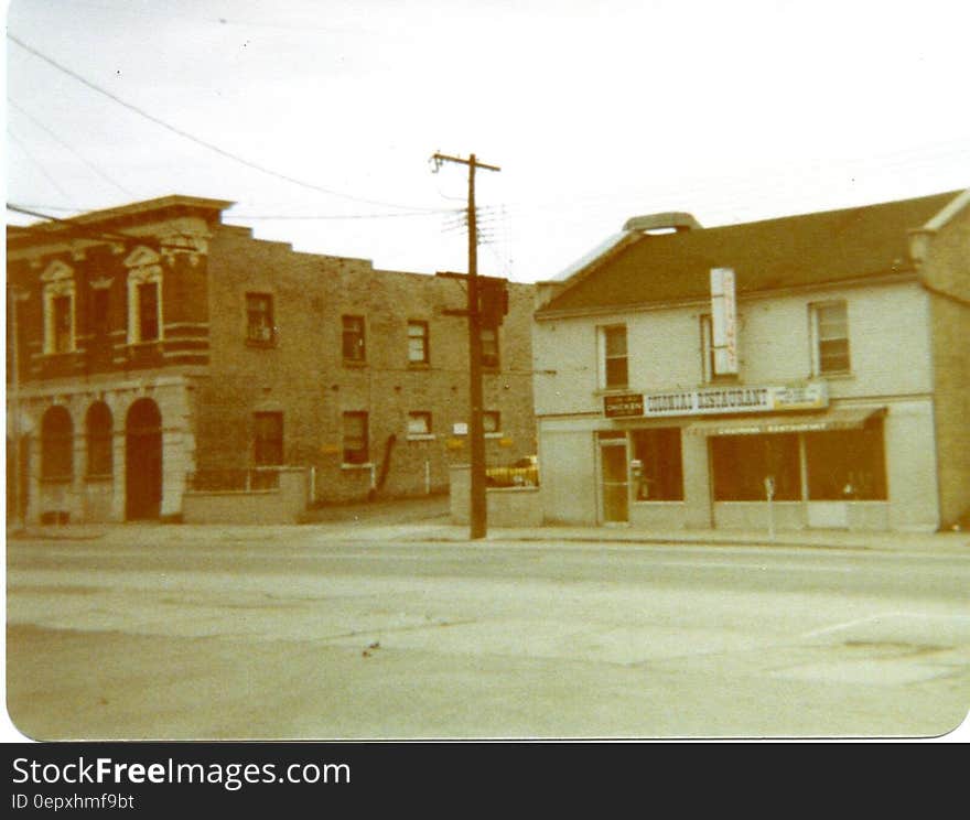 Vintage sepia photo of downtown Belleville circa 1970. Vintage sepia photo of downtown Belleville circa 1970.