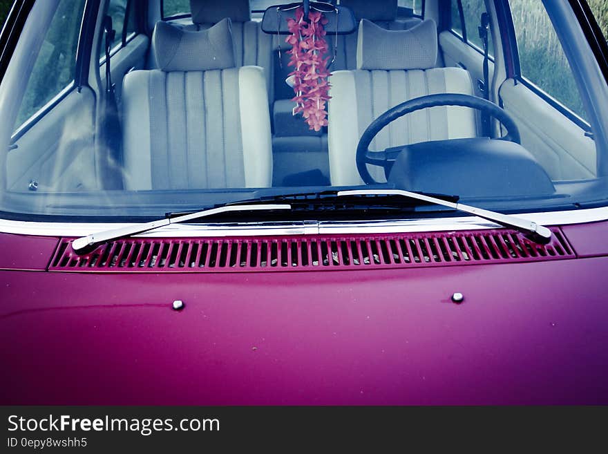 Purple Car Hood With Stainless Steel Window Wiper