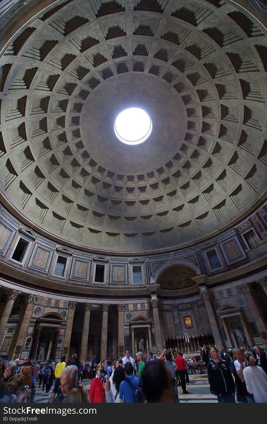 People Gathering in Dome Building