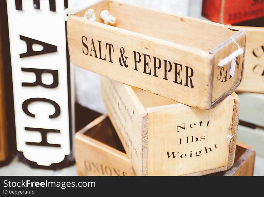 Beige Wooden Salt & Pepper Container