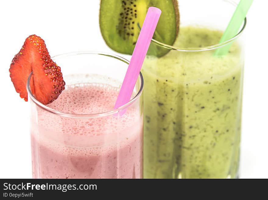 Strawberry Milkshake Beside Kiwi Shake