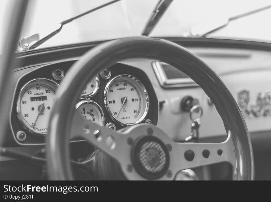 Grey and Black Car Steering Wheel