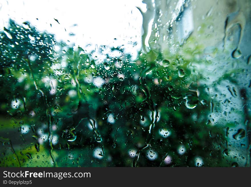 Rain Drops on Glass Surface during Daytime