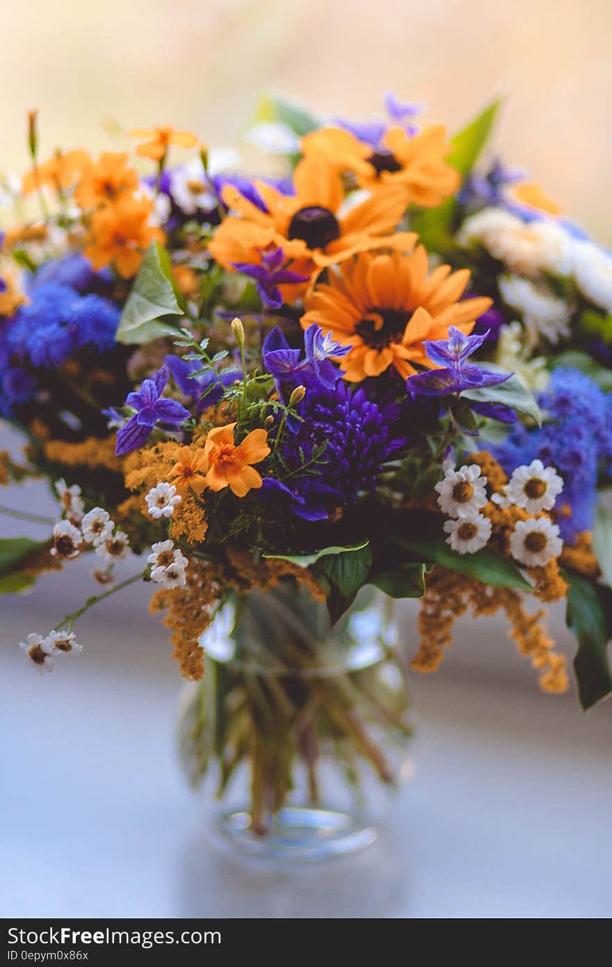 Orange Purple Green and White Flowers Decor