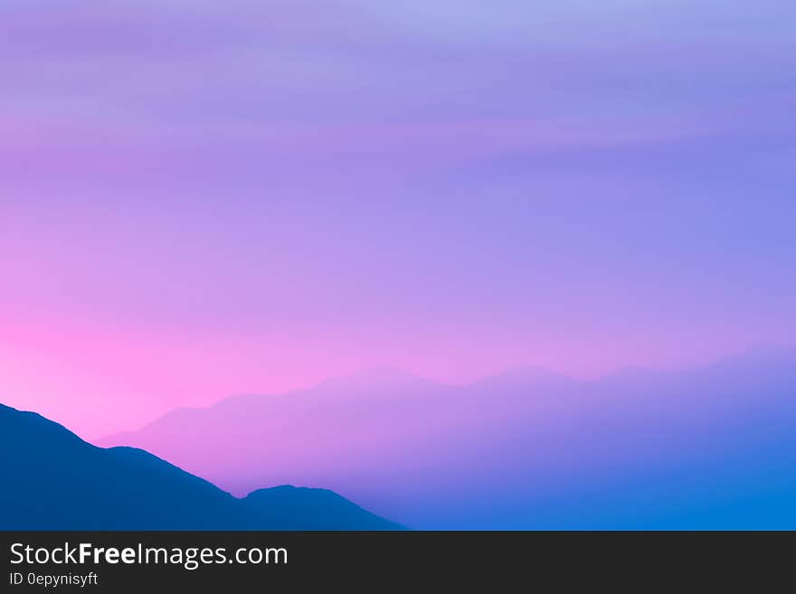 Silhouette Photo of a Mountain during Sunset