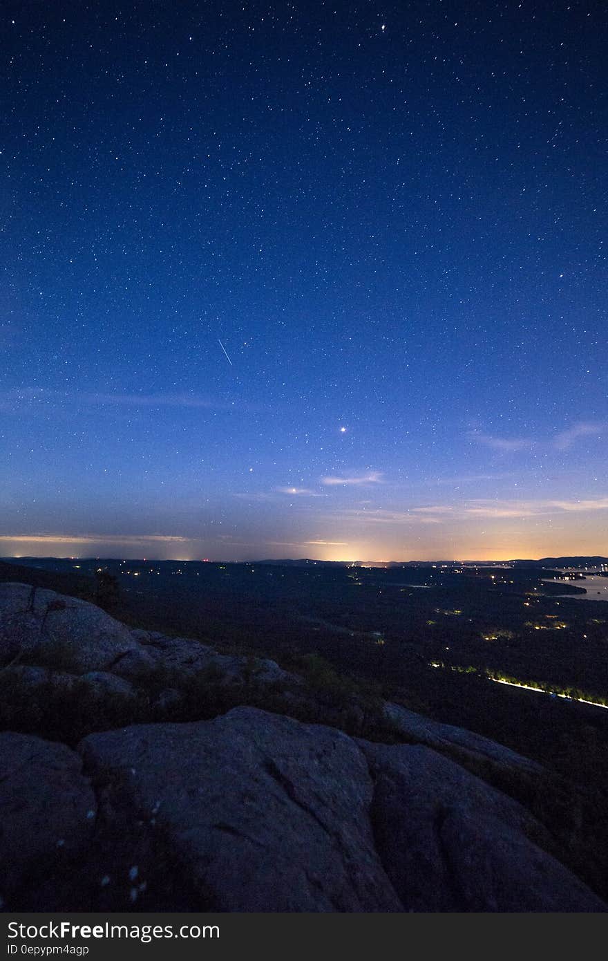 Top View of Land Under Star during Night Time