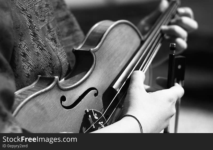 Grayscale Photography of Person Playing Violin