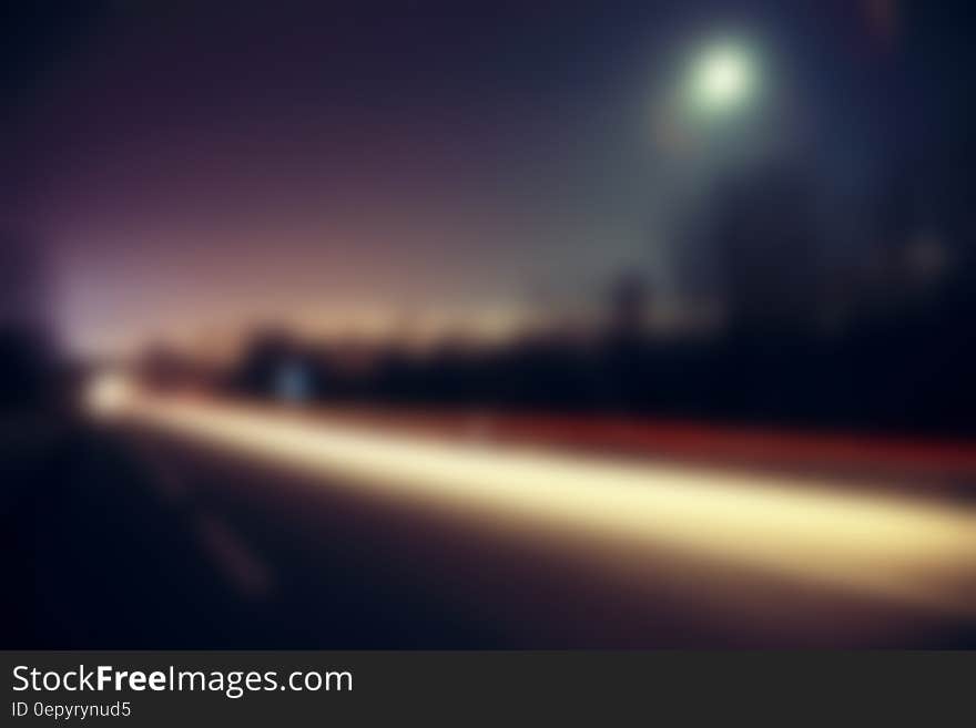 Blur of headlights on highway at night. Blur of headlights on highway at night.