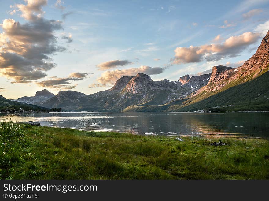 Mountain and Lake at Sunset