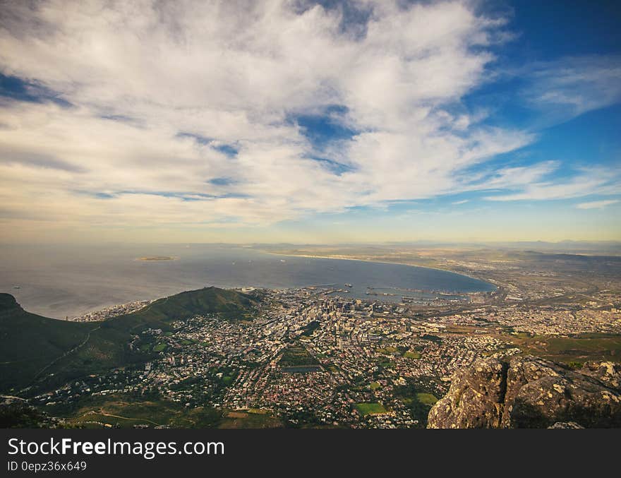 A view over the Cape Town in South Africa as seen from the Table Mountain.