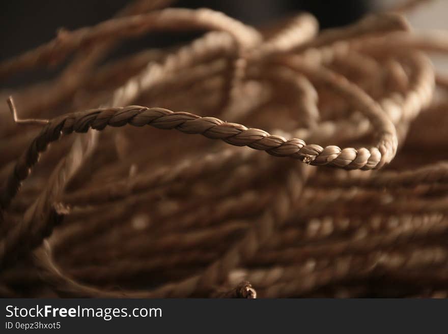 A close up of a length of rope in a bundle. A close up of a length of rope in a bundle.