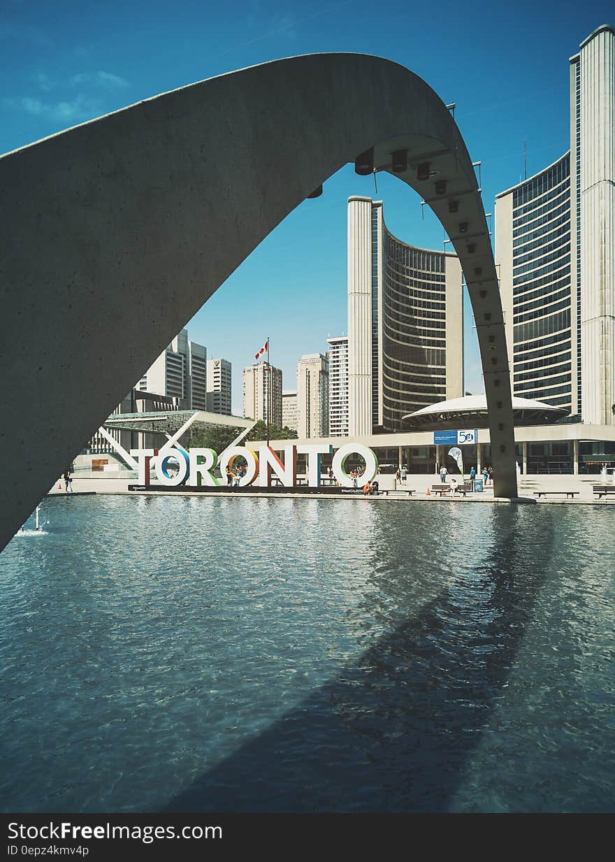 Archway over water fountain in downtown Toronto, Canada on sunny day. Archway over water fountain in downtown Toronto, Canada on sunny day.