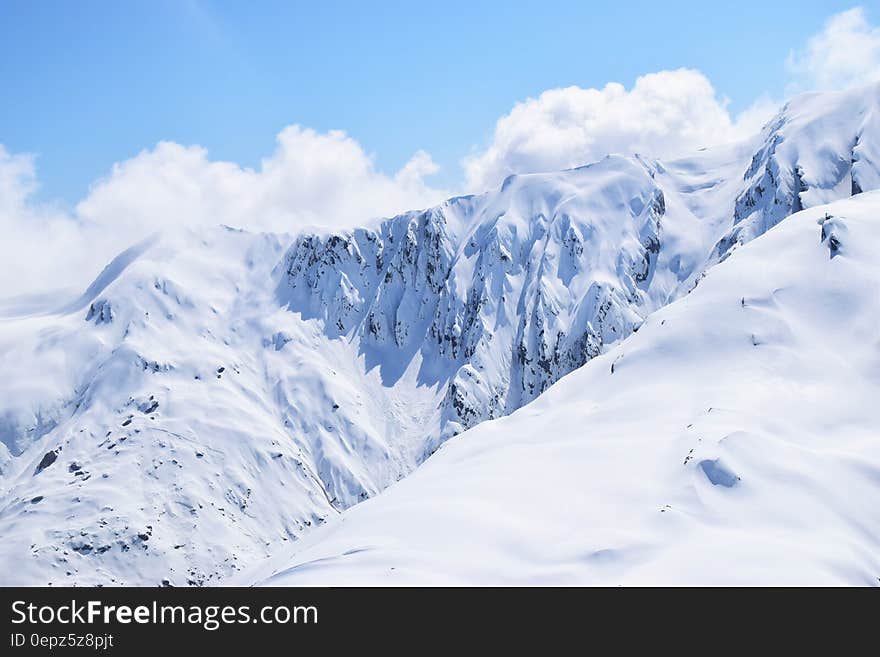 Snow Mountain Under Cloudy Sky