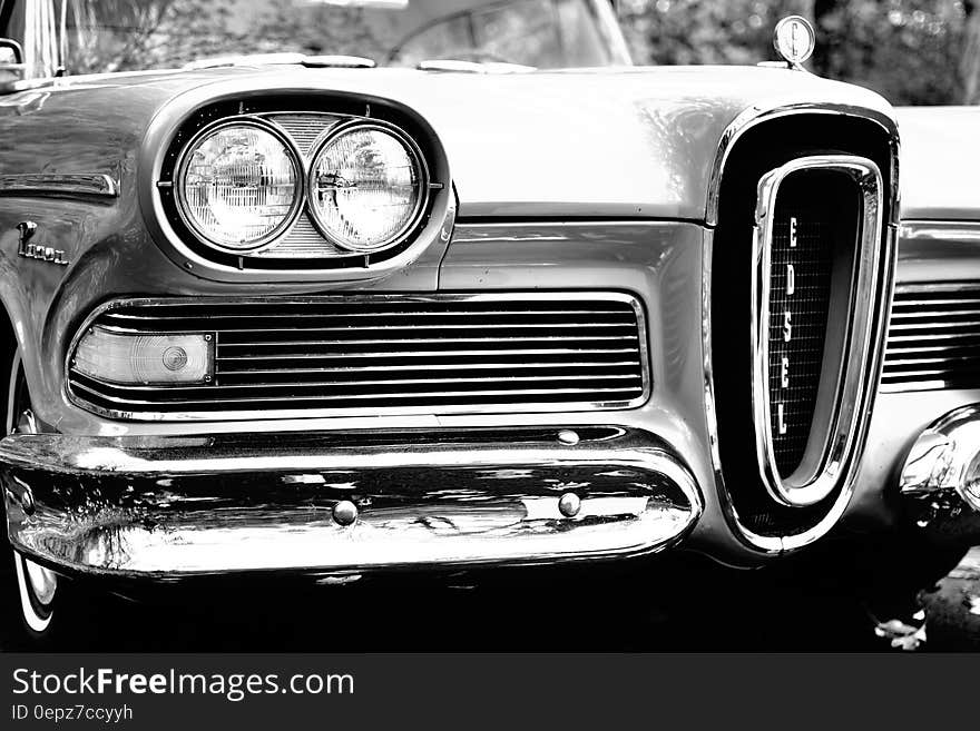 Classic Car in Grayscale Photography