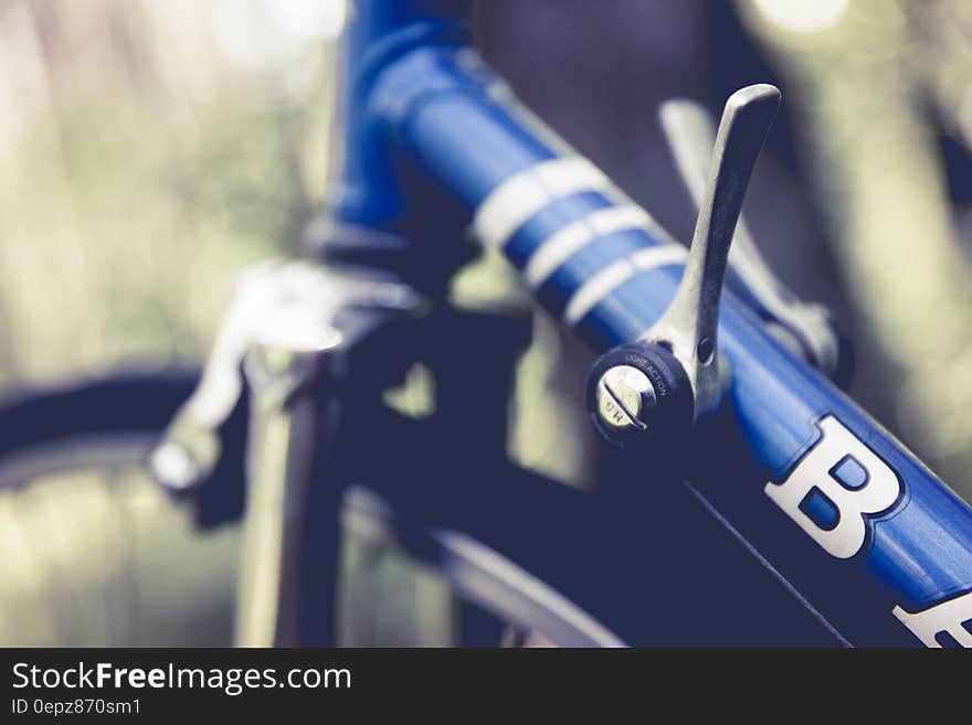 Blue Bicycle in Close Up Photography