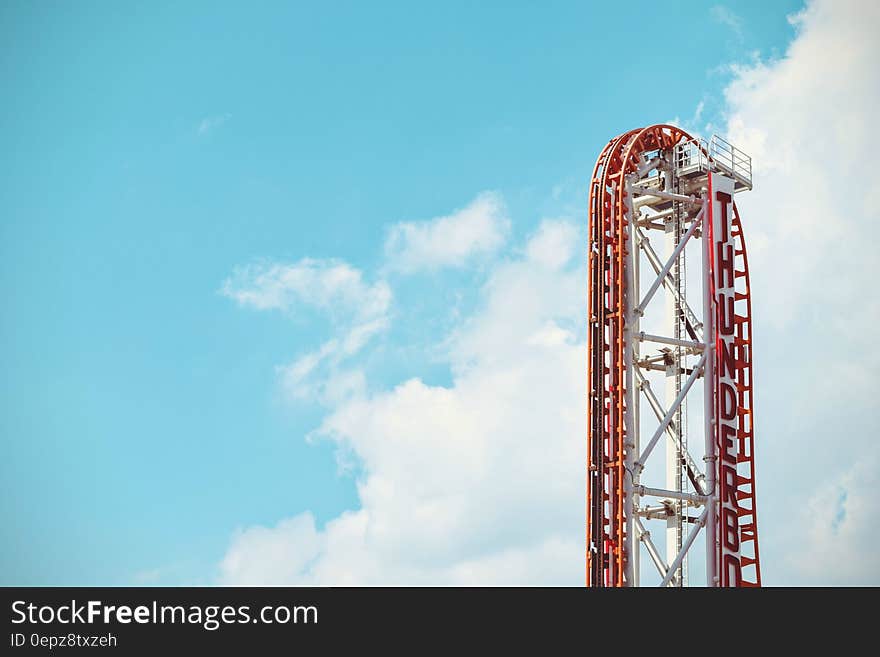 Roller Coaster Rail at Cloudy Day