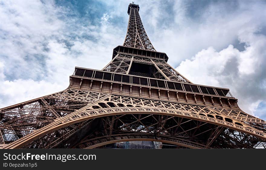 Low Angle Photo Graph of Eiffel Tower