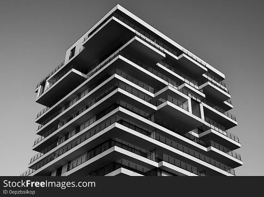 Grayscale Photo of Concrete Building