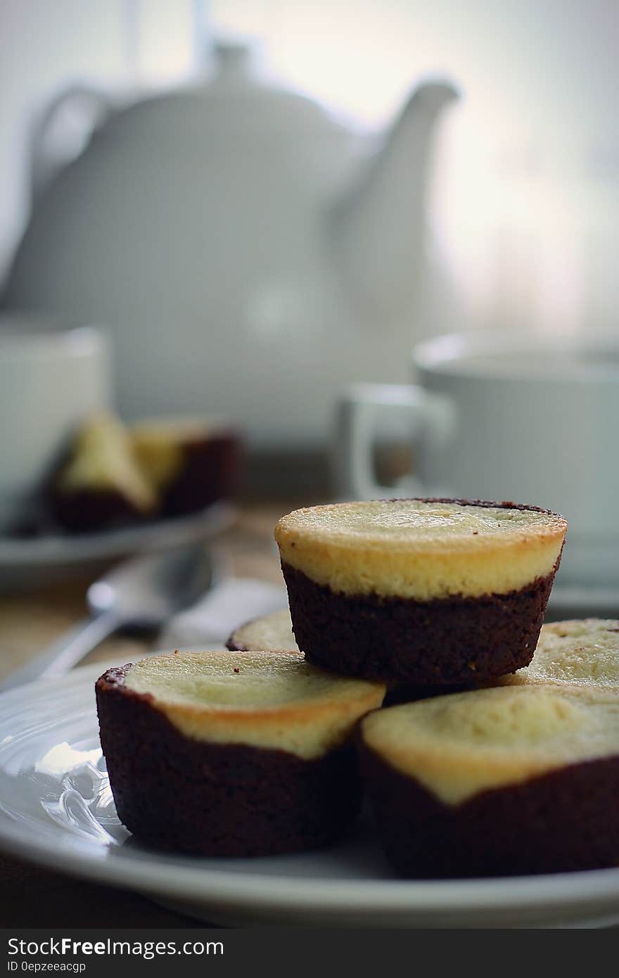 White and Brown Pastry on White Palte