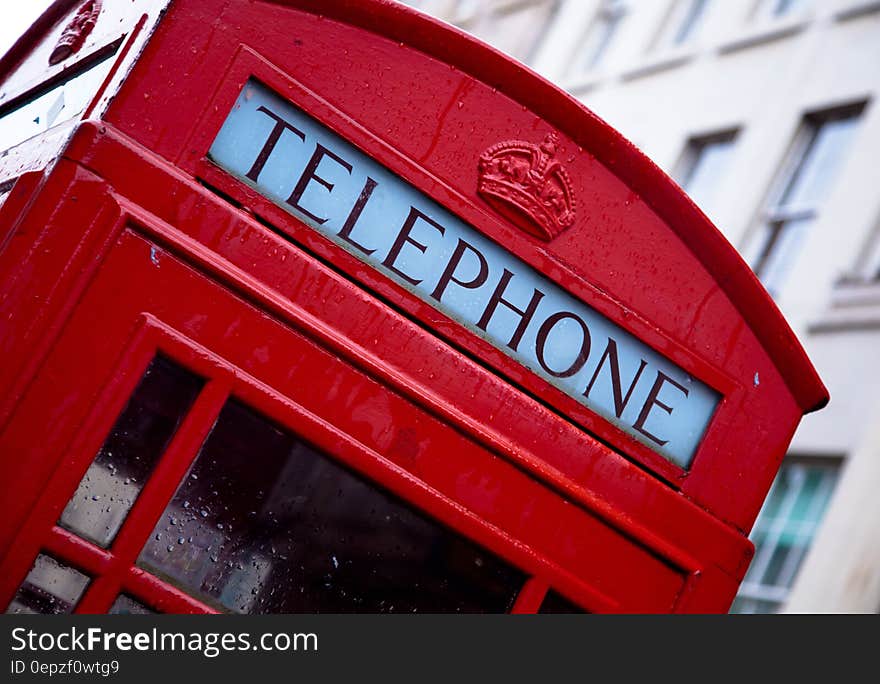 Red and White Telephone Booth