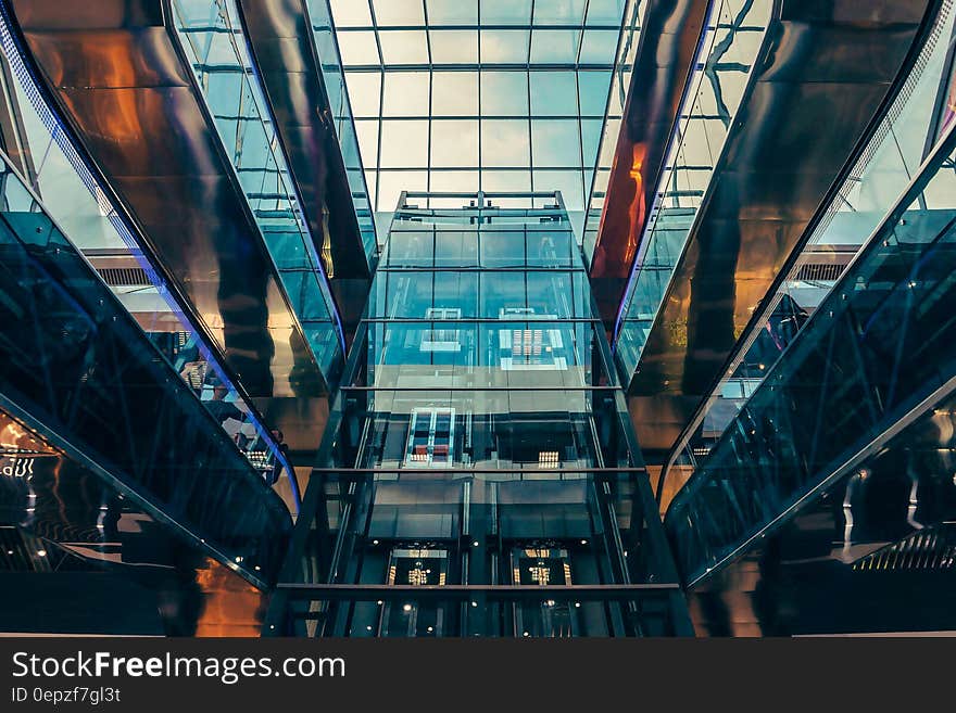 Worm&#x27;s Eye View of Glass Panel Building