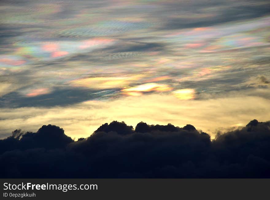 Silhouette of Mountain Under Nimbus Clouds during Daytime