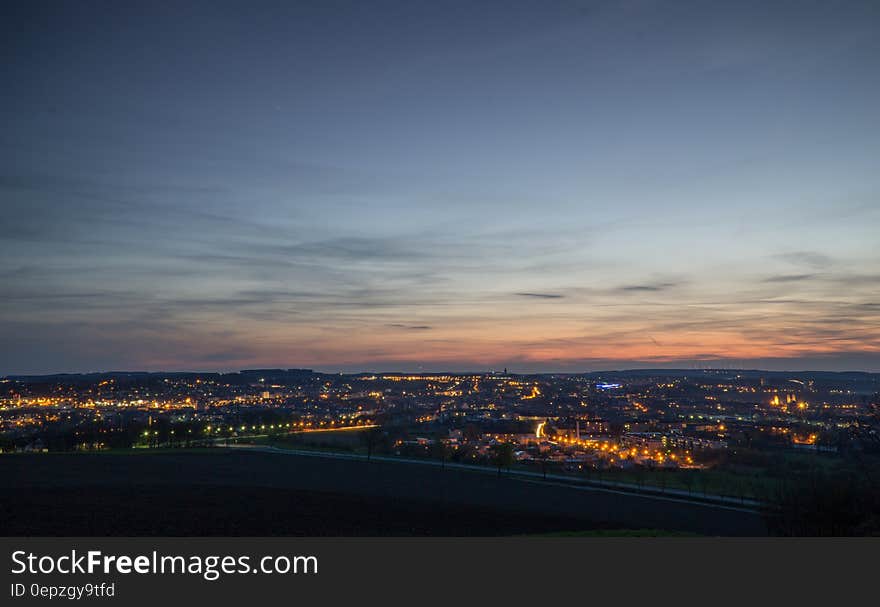 Cityscape over the Horizon during Dusk