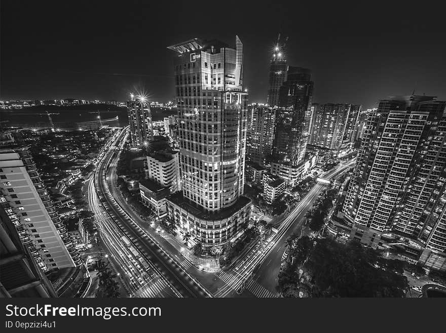 City Buildings at Night Time