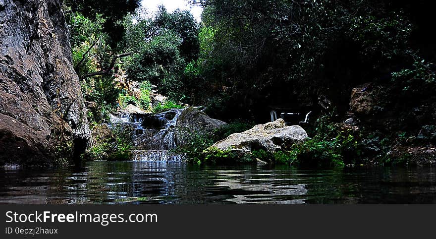 River Surrounded by Rocks and Trees