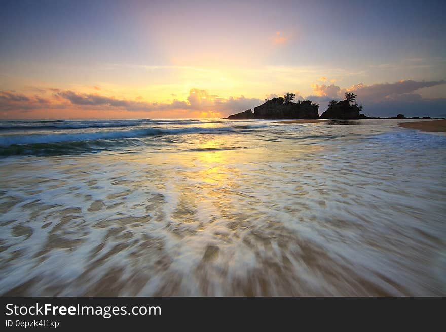 Beach Under Grey Sky