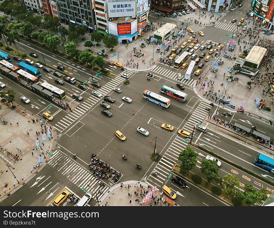 Aerial Photography of Cars on Road Intersection