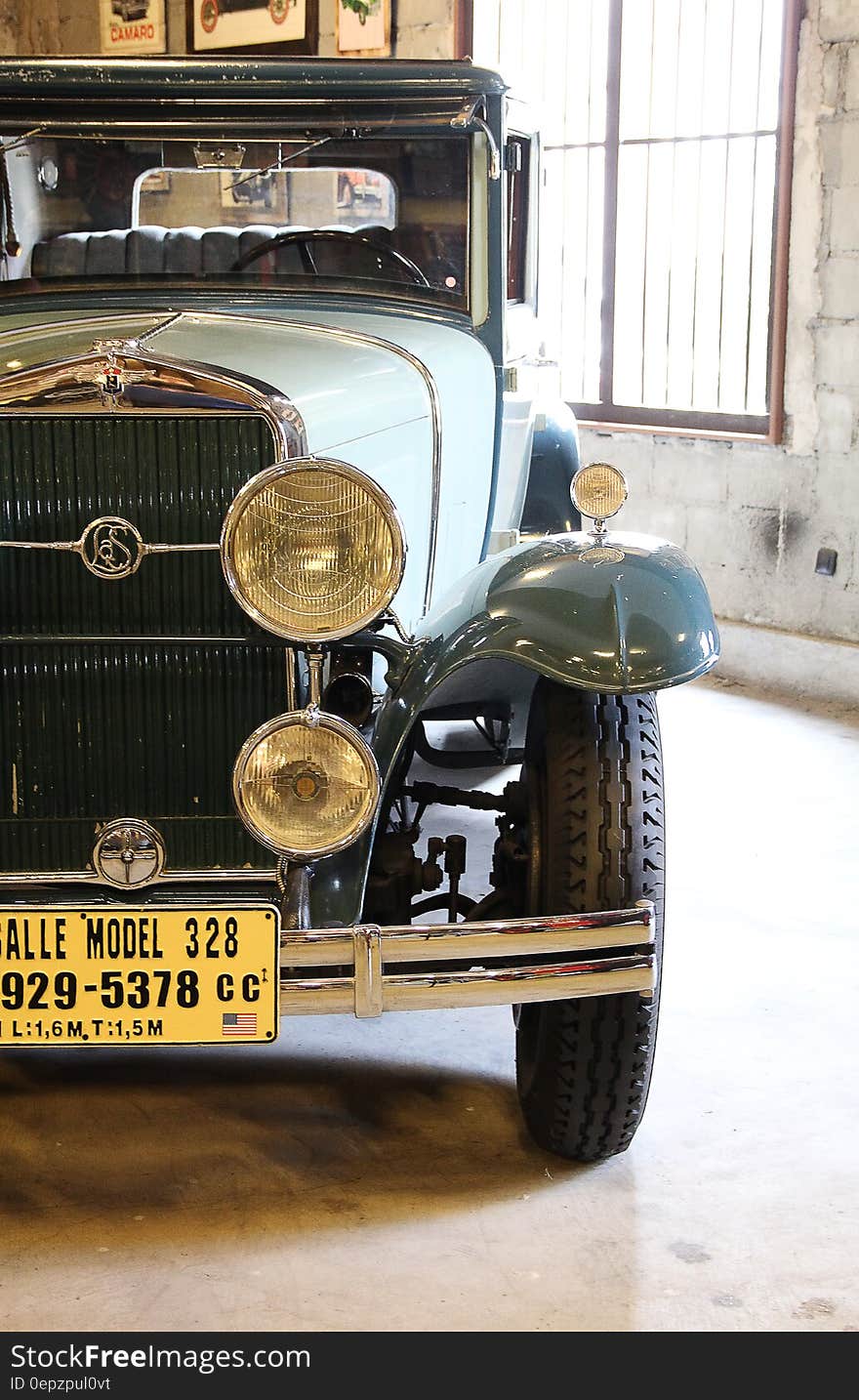 A classic Cadillac LaSalle model 328 in a museum.