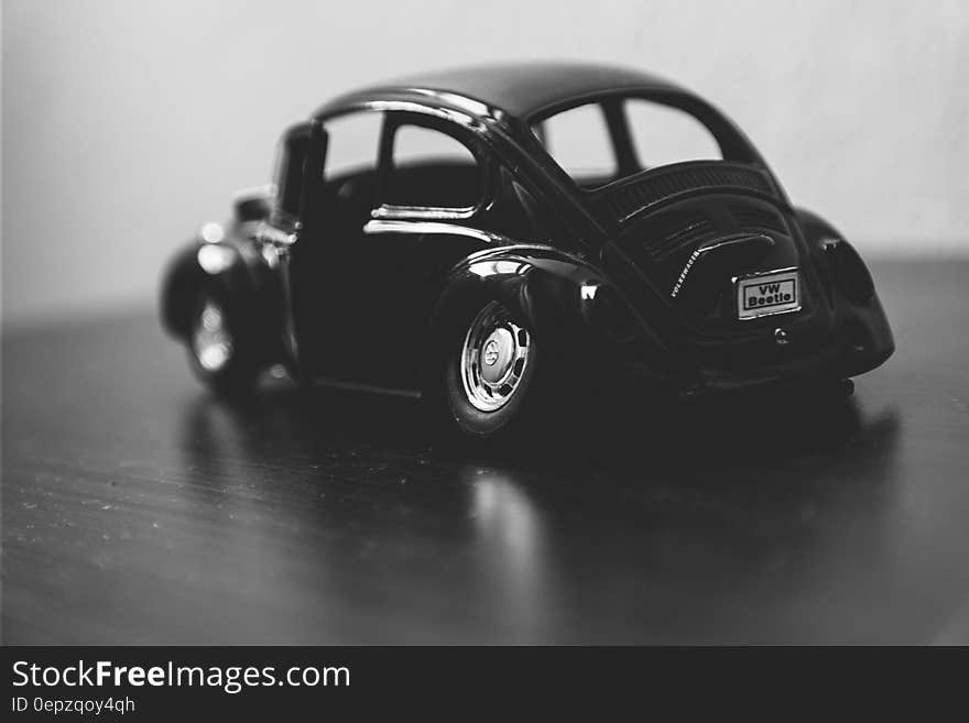 Black Volkswagen Beetle Grayscale Photography