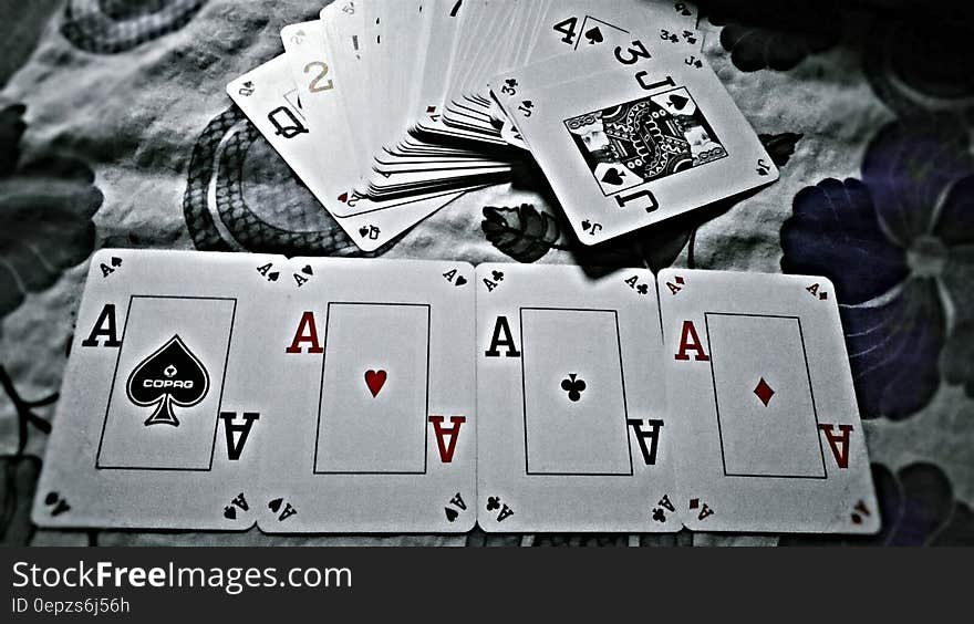 Four aces from deck of playing cards. Four aces from deck of playing cards.