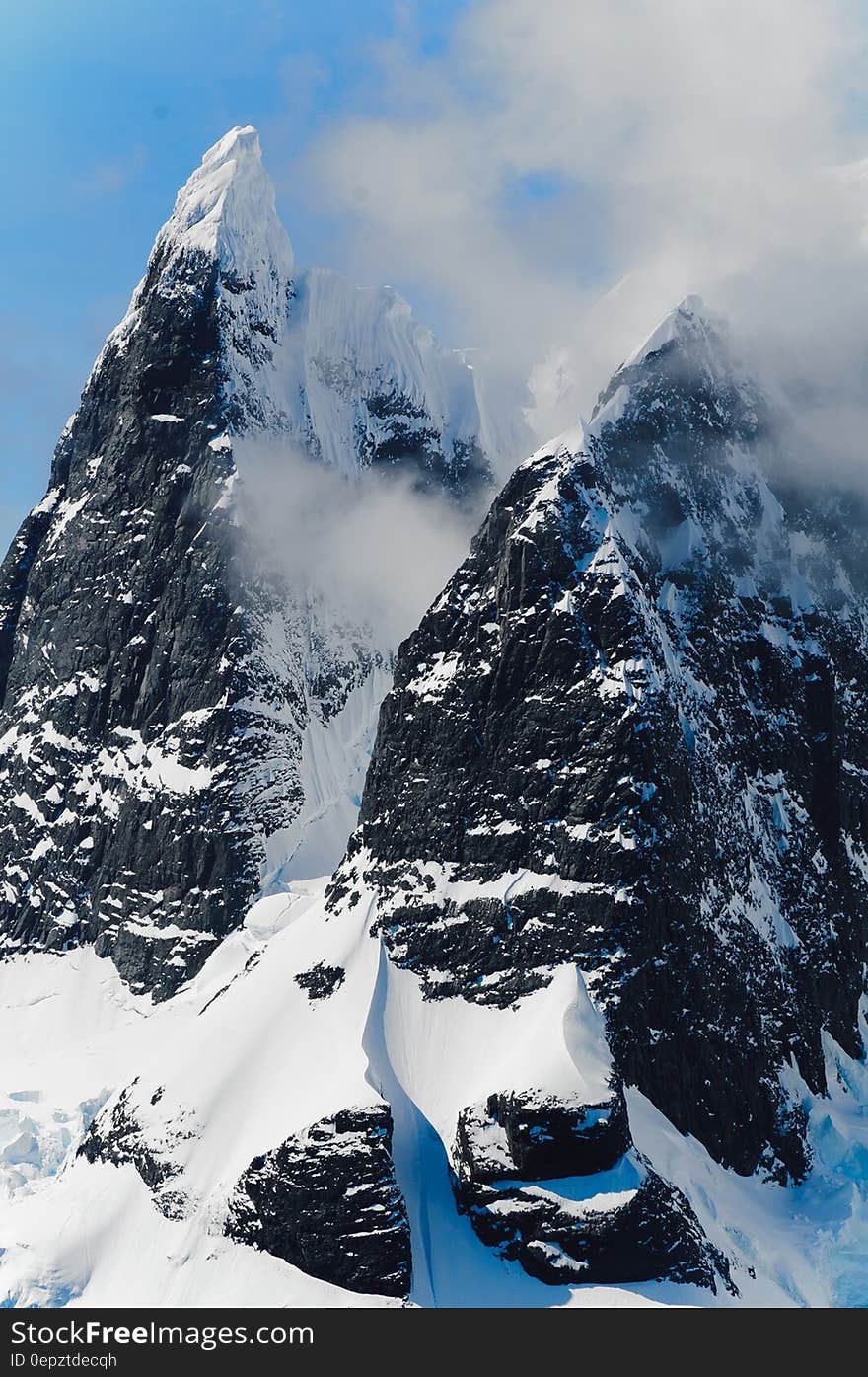 Black Snow Covered Mountain