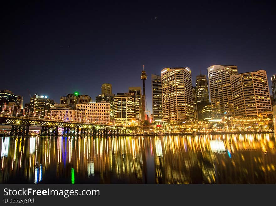 Photo of Lights from High Rise Buildings during Night Time