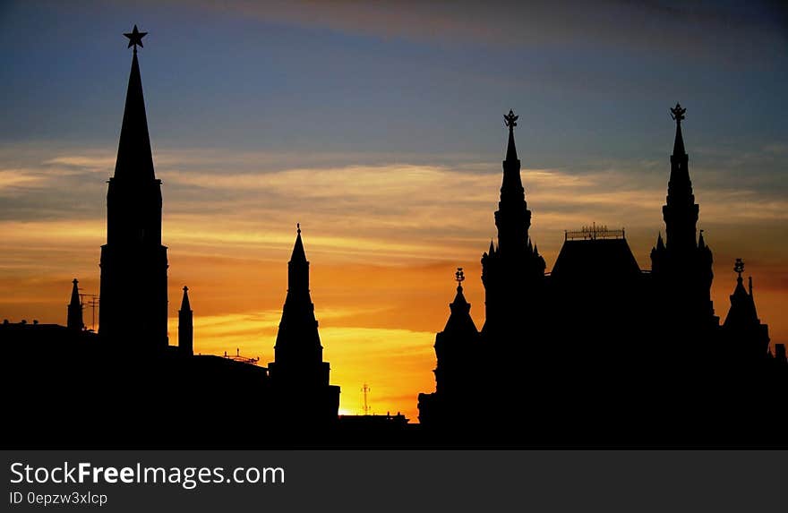 Silhouette of Structures during Sunset