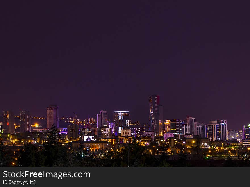 Skyline View during Night Time